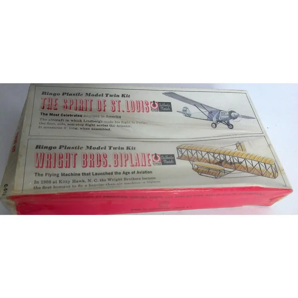 Vintage Ringo Plastic Model Twin Kit Spirit of St Louis Wright Bros Biplane New